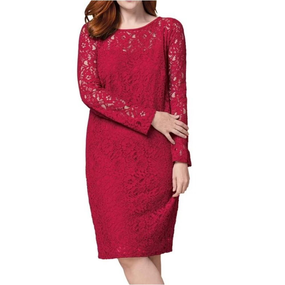 Jessica London Stretch Lace Shift Dress Plus Sz 20W Valentine's Day Wedding Chic